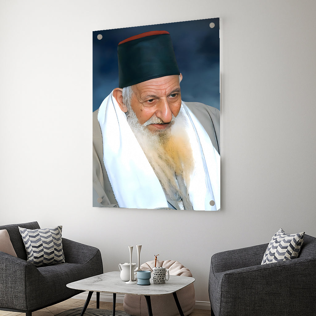 תמונת זכוכית של הרב יצחק כדורי באור קדוש – תמונות לבית עם השראה וברכה