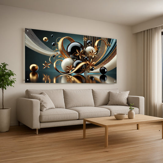 תמונת זכוכית זהב שחור מודרנית