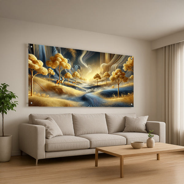 נוף זהב וכחול מודרני – תמונות לבית