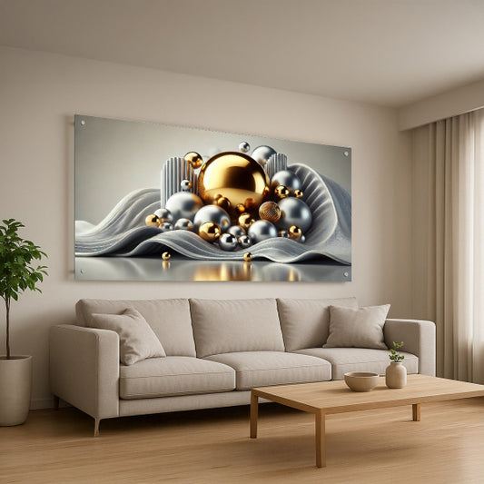 תמונת זכוכית כדורי זהב וכסף יוקרתית