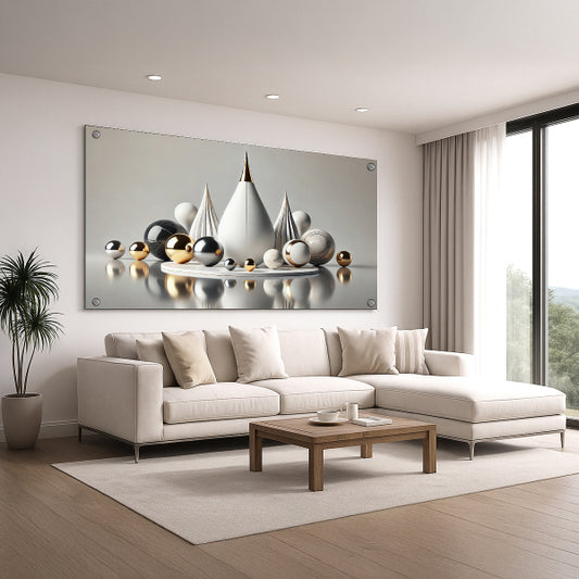 תמונת זכוכית זהב ולבן מודרנית