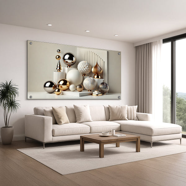 תמונת זכוכית זהב ולבן אלגנטית