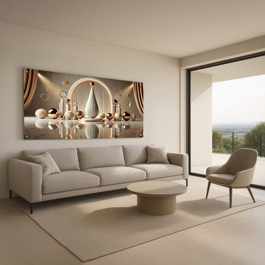 תמונת זכוכית קשת זהב אלגנטית