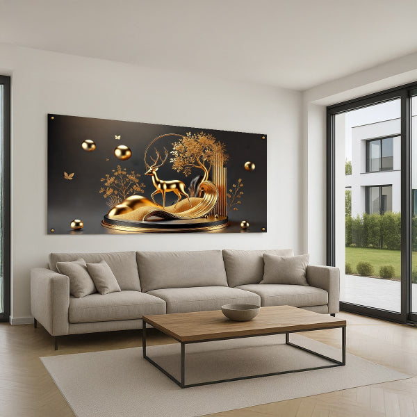 אייל מוזהב על רקע שחור – תמונות זכוכית