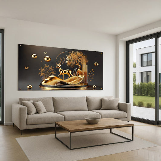 אייל מוזהב על רקע שחור – תמונות זכוכית