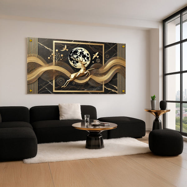 אייל מוזהב תחת ירח מלא – תמונות זכוכית