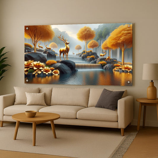 איילים זהובים בטבע – תמונות זכוכית