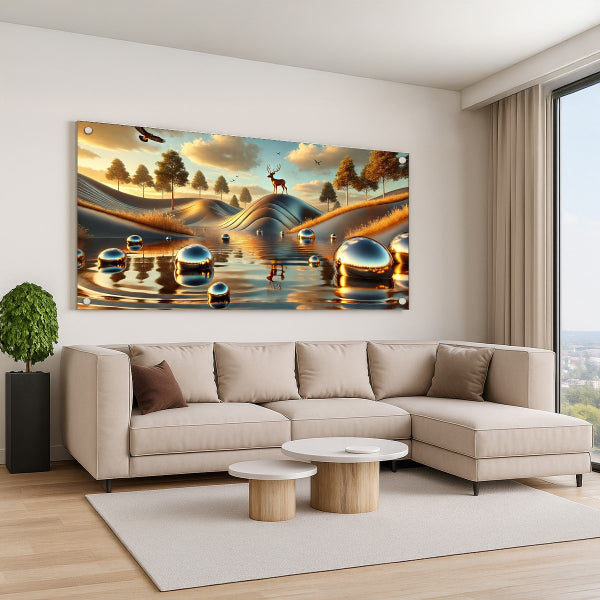 איילים באגם של אור – תמונות זכוכית