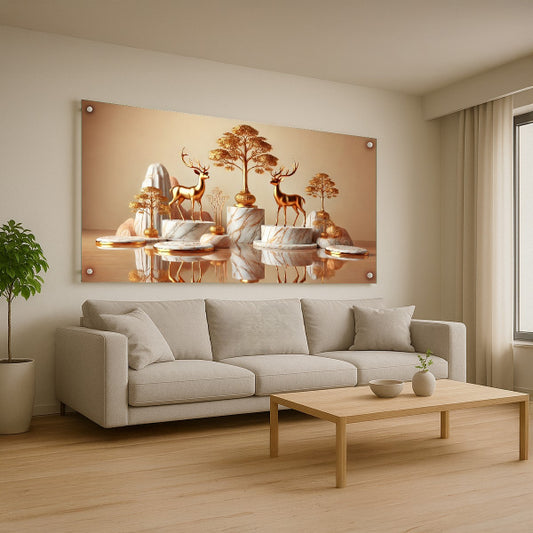 איילים זהובים מוארים – תמונות זכוכית