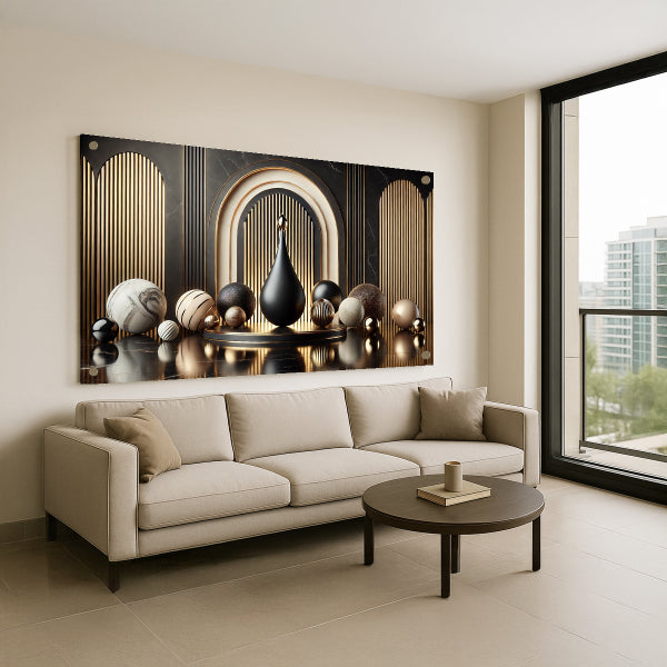 תמונת זכוכית שער זהב מודרני