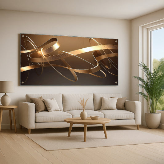 תמונת זכוכית קווים מוזהבים מודרנית