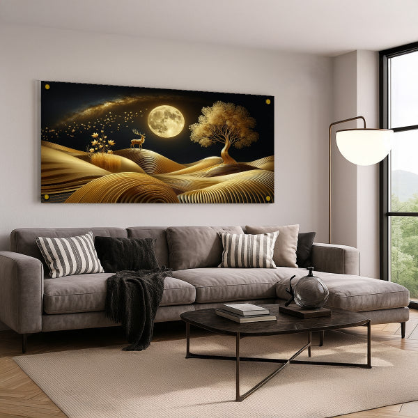 איילים לאור ירח זהוב – תמונות זכוכית