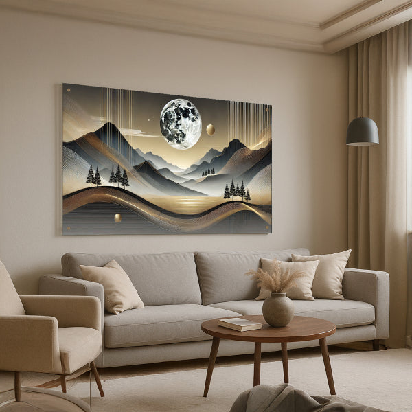ירח מלא מעל ההרים – תמונות זכוכית