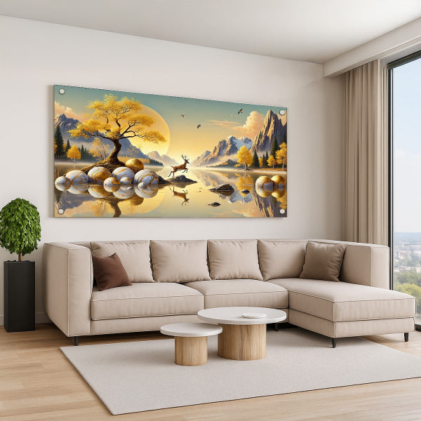 עץ זהוב ואיילים – תמונות זכוכית