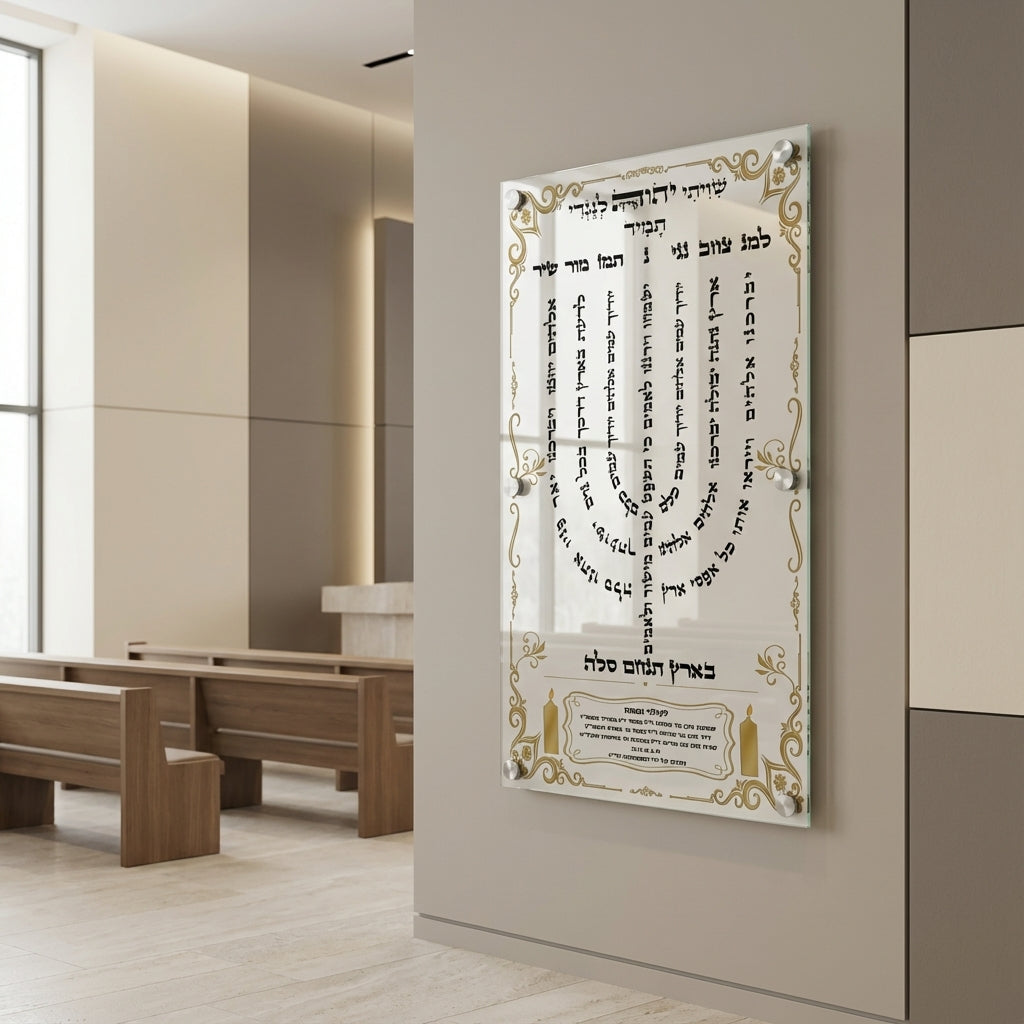 חנוכייה למנצח זכוכית שחור וזהב