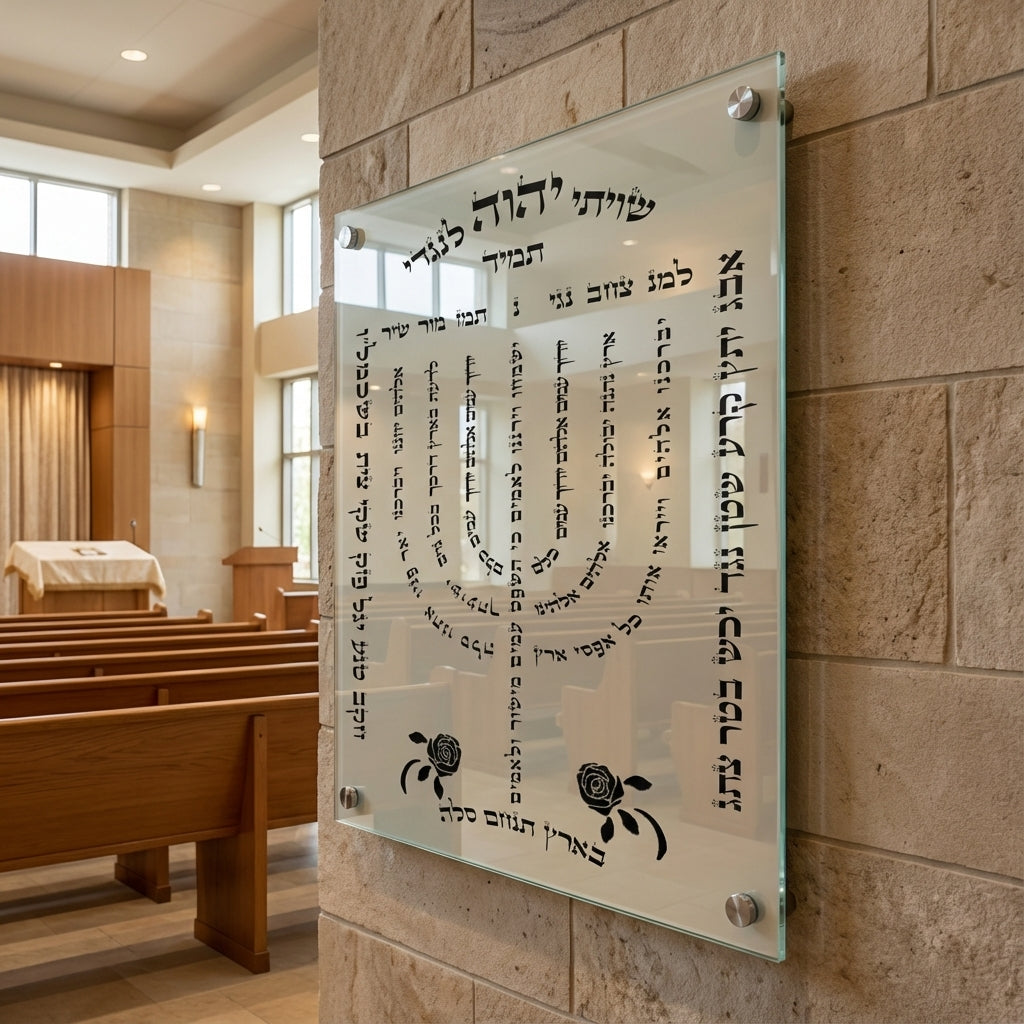 חנוכייה למנצח זכוכית קליגרפיה שחורה יוקרתית