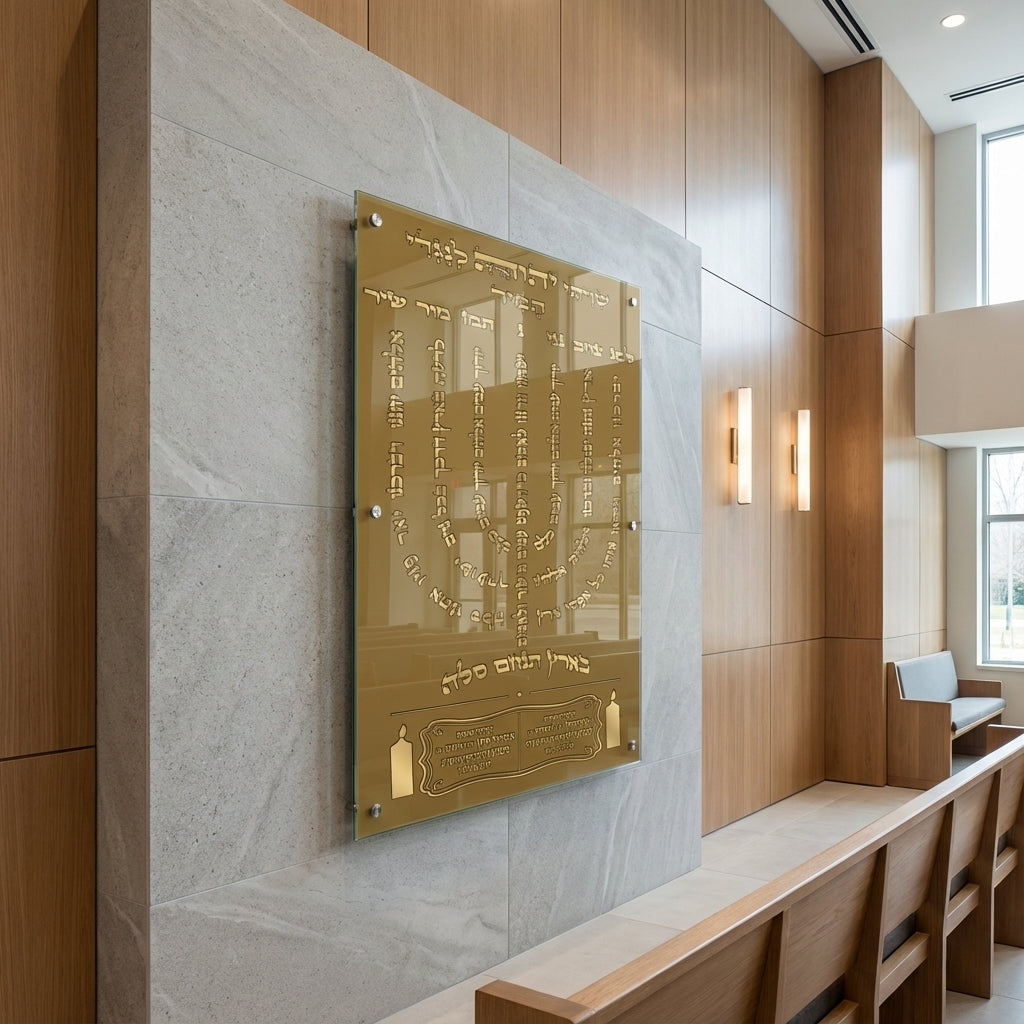 חנוכייה למנצח מוזהבת מזכוכית יוקרתית