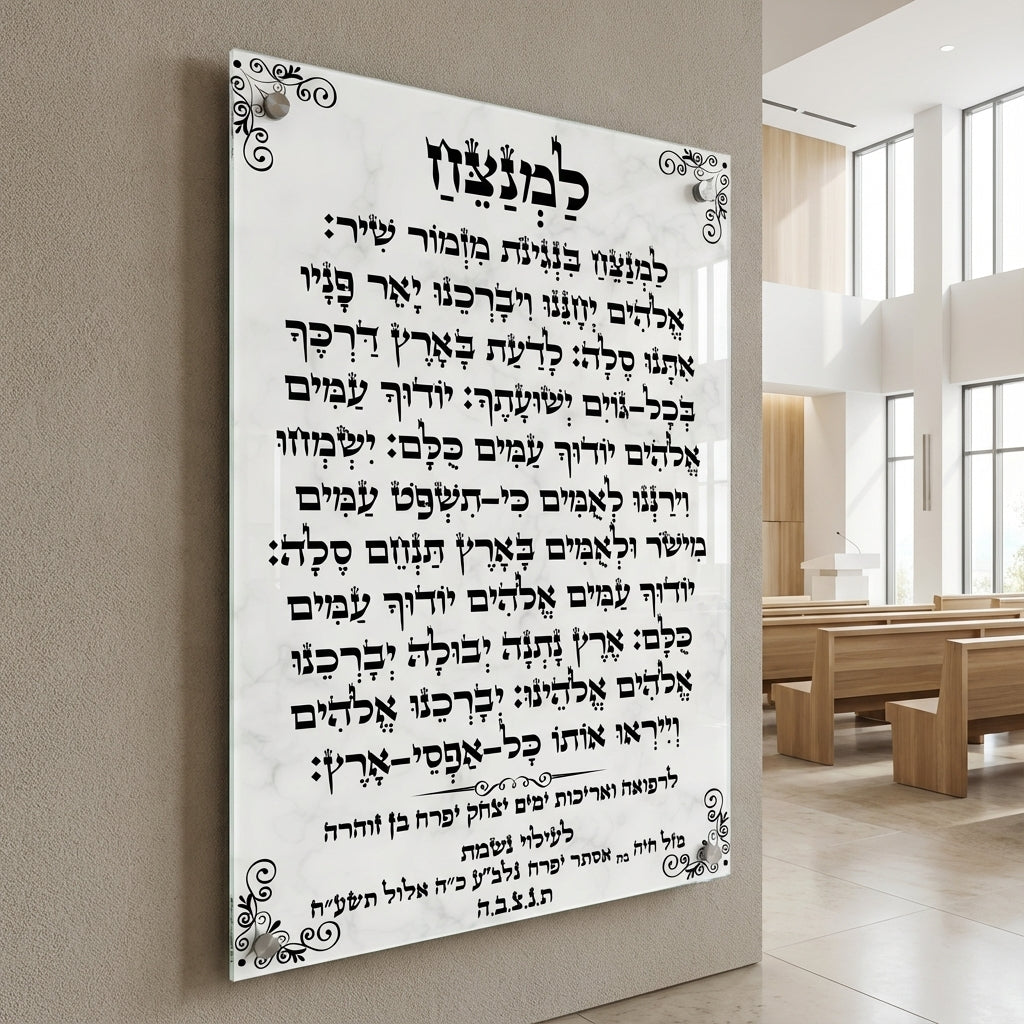 חנוכייה למנצח מזכוכית בשיש לבן