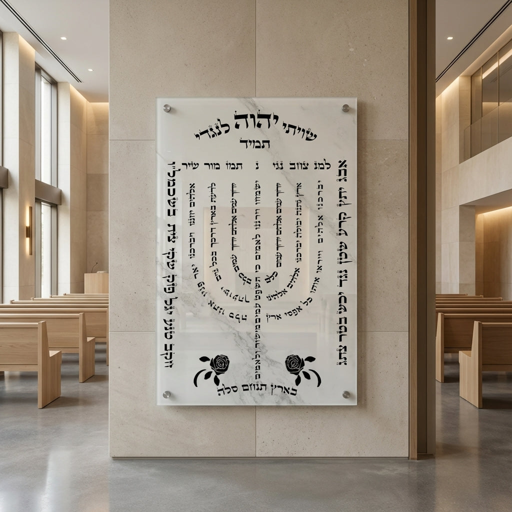 חנוכייה למנצח זכוכית בעיצוב טיפוגרפי יוקרתי