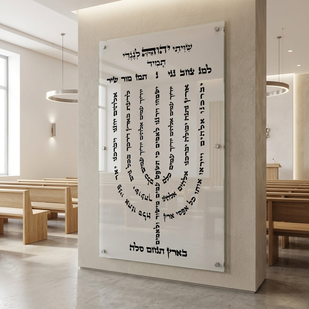 חנוכייה למנצח זכוכית שחור לבן יוקרתי