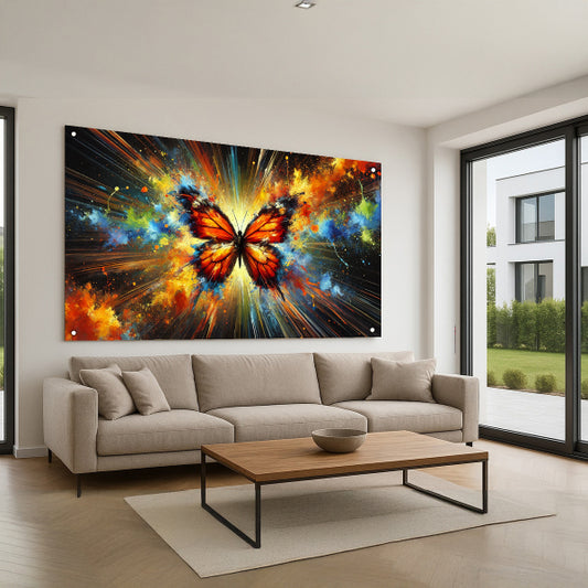 פרפר צבעוני מתפרץ באור – תמונות לבית