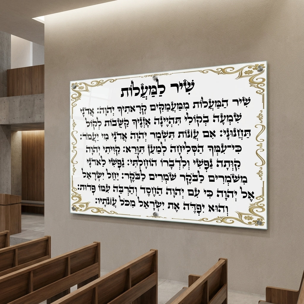 תמונות זכוכית - שיר למעלות בעיטורי זהב קלאסיים על רקע לבן תמונות זכוכית לסלון תמונות לבית תמונות קיר הדפסה על זכוכית
