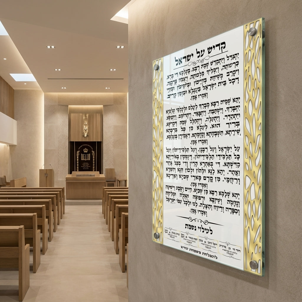ברכת קדיש בזכוכית עם עיטורי זהב