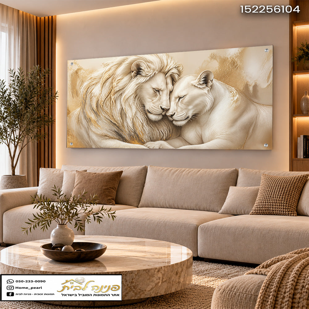 אומנות מדהימה של lions בסלון חמים ותוסס