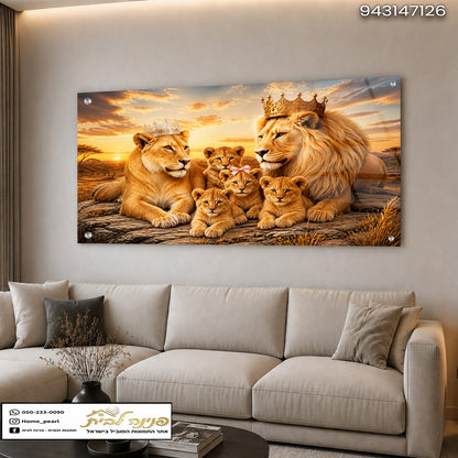 עיצוב דינמי של משפחת אריות בחדר סלון