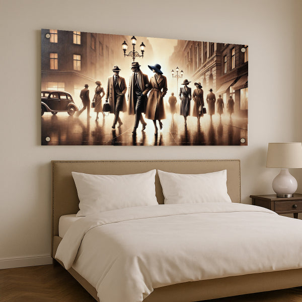 זוג מהלך ברחוב לונדוני בערפל – תמונות זכוכית