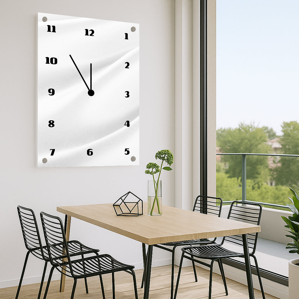 שעון זכוכית לבן מינימליסטי מרובע