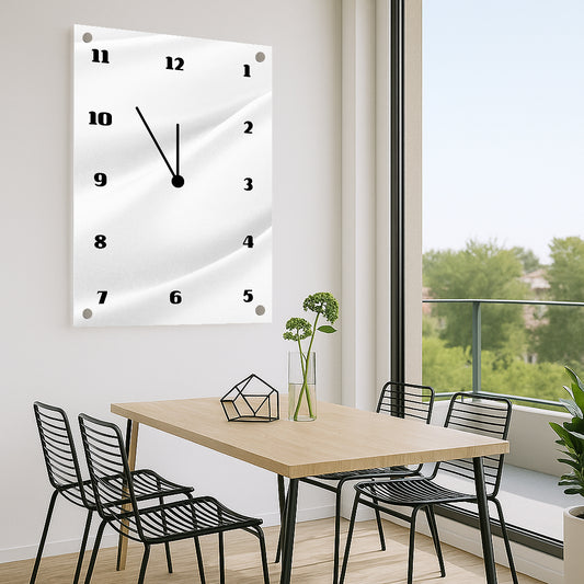שעון זכוכית לבן מינימליסטי מרובע