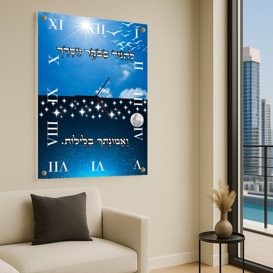 שעון זכוכית יום ולילה עם פסוק