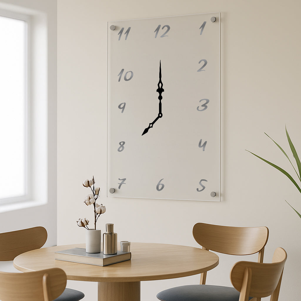 שעון קיר זכוכית לבן מינימליסטי