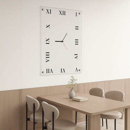 שעון זכוכית שקוף עם ספרות רומיות