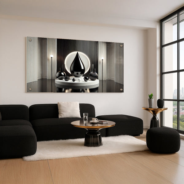 תמונת זכוכית שחור לבן מודרנית