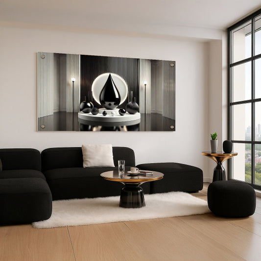 תמונת זכוכית שחור לבן מודרנית