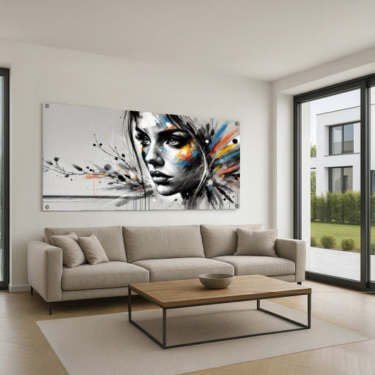 דיוקן נשי מופשט בצבעים – תמונות זכוכית