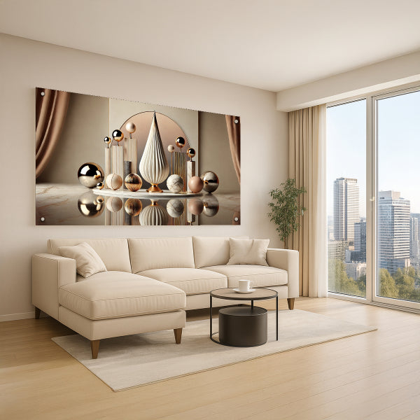 תמונת זכוכית זהובה עם השתקפות מודרנית