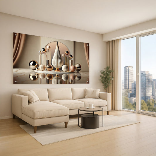 תמונת זכוכית זהובה עם השתקפות מודרנית