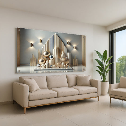 תמונת זכוכית פירמידת זהב מודרנית