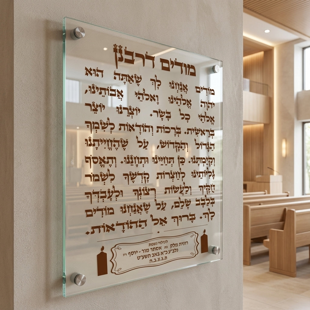 מודים דרבנן חום-זהוב על זכוכית