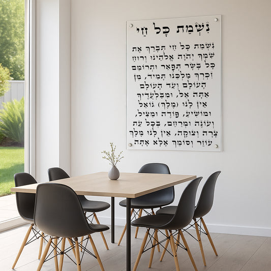 תפילת נשמת כל חי אותיות גדולות על זכוכית