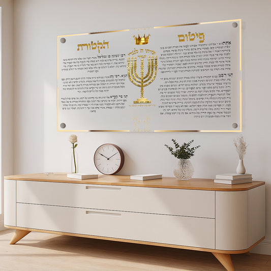 פיטום הקטורת לבן וזהב – תמונות לסלון מזכוכית