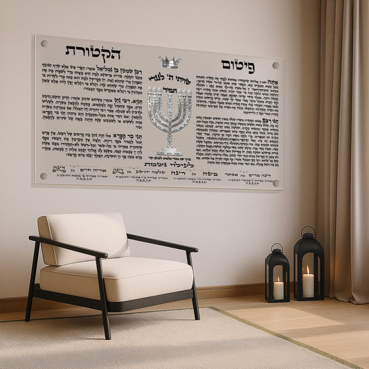 פיטום הקטורת מנורה כסופה – תמונות נוי על זכוכית