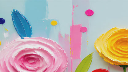 תמונות זכוכית - פריחת פרחים צבעונית בסגנון מודרני