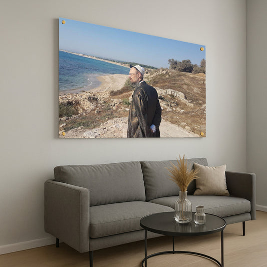 הרב קוק מול הים – הדפסה על זכוכית