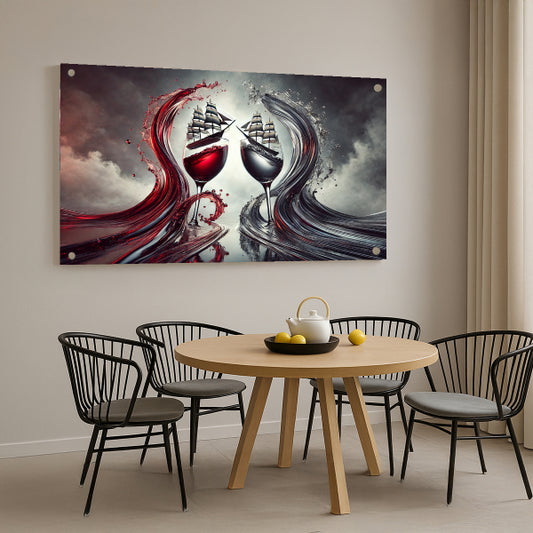 תמונת לבית ספינות בכוסות יין אדום וכסוף