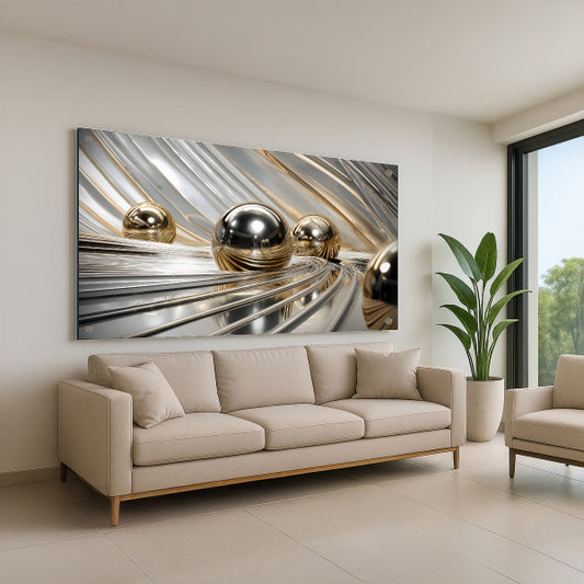 הדפסה על זכוכית כדורי כסף וזהב