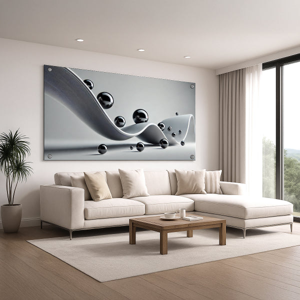 תמונת זכוכית גל כסוף מודרני